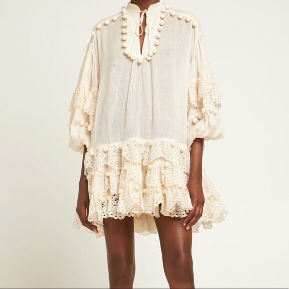 Zimmermann Lyre Trim Ramie Mini Dress - Picture 2 of 15